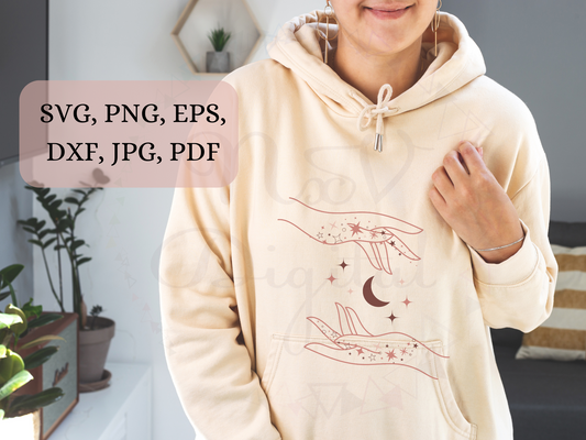Magical Hands Boho Celestial Svg