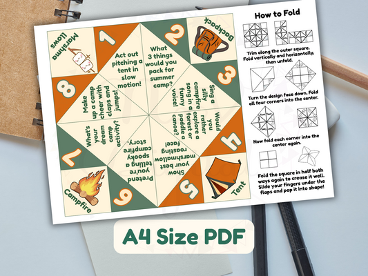 Children playing with paper toy at camp