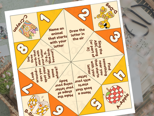 Close-up of flap showing “Say a word that starts with…”