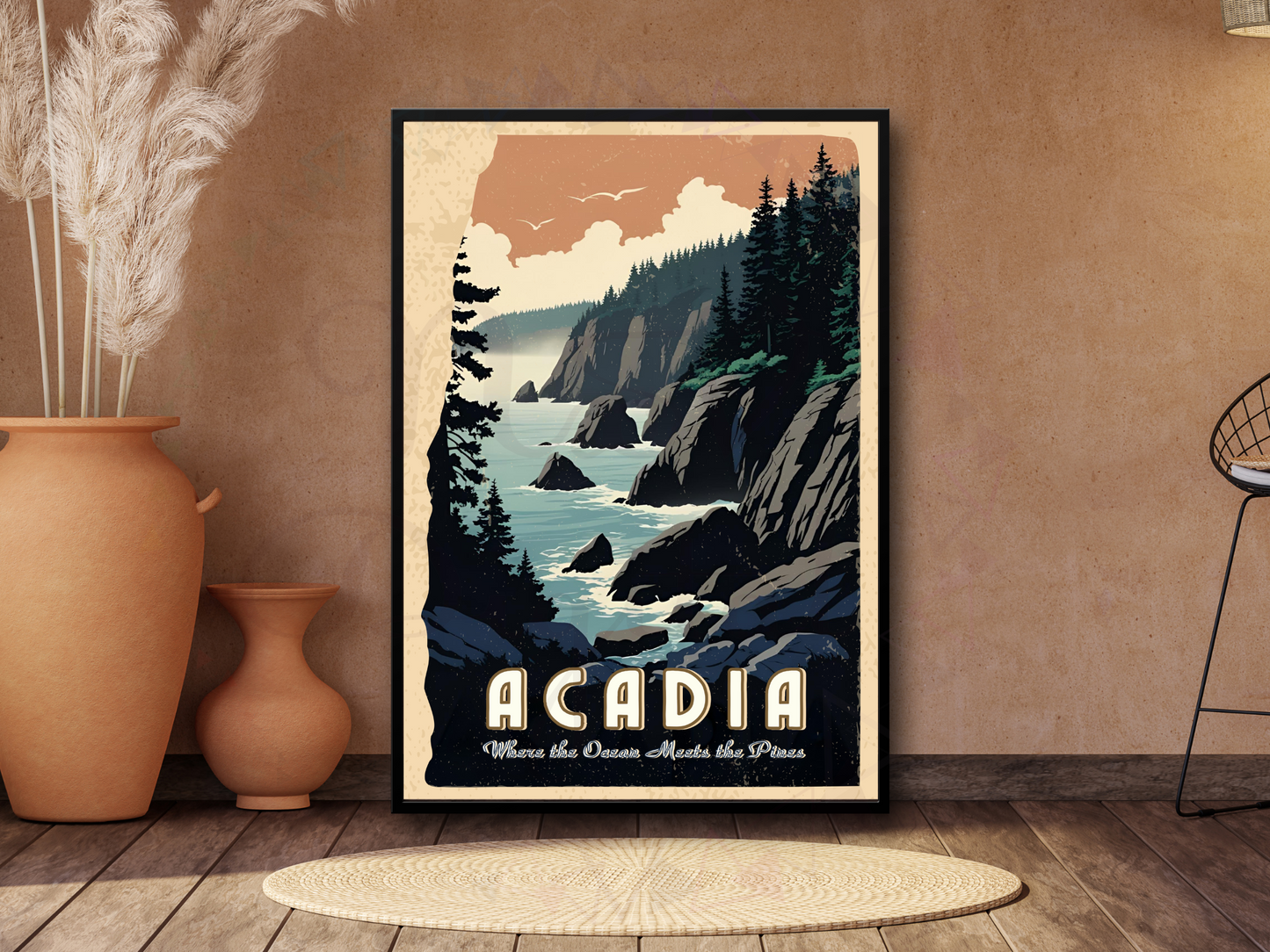 Acadia National Park Poster | Vintage Maine Travel Wall Art Print