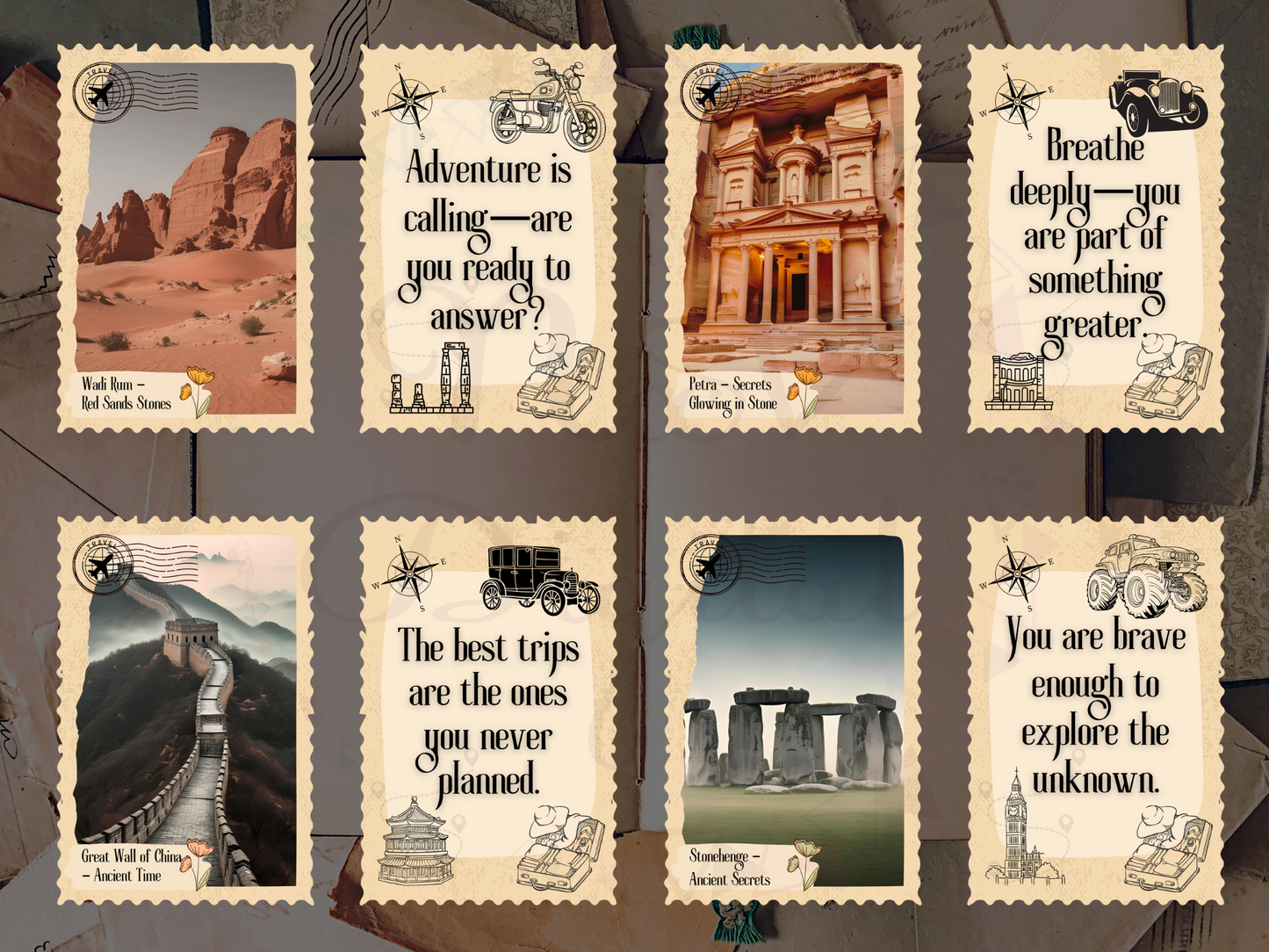 Vintage Travel 50 Affirmation Cards