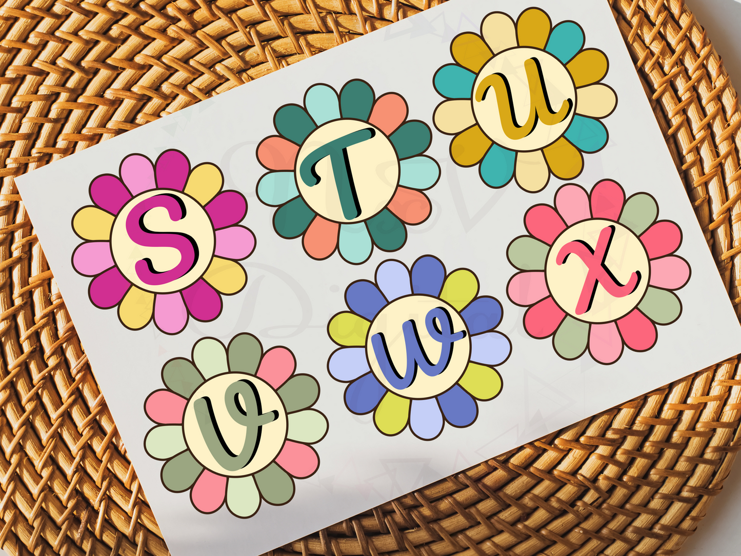 Set of 36 Retro Flower Alphabet