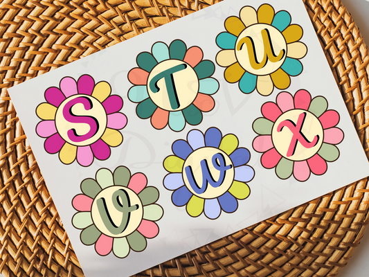 Set of 36 Retro Flower Alphabet