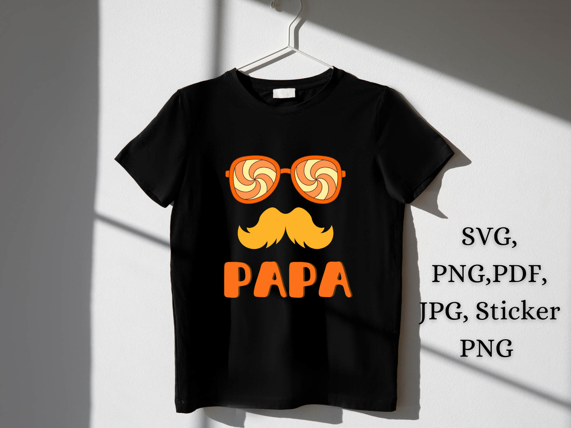 Retro dad sticker sheet in hand with bold colorful text