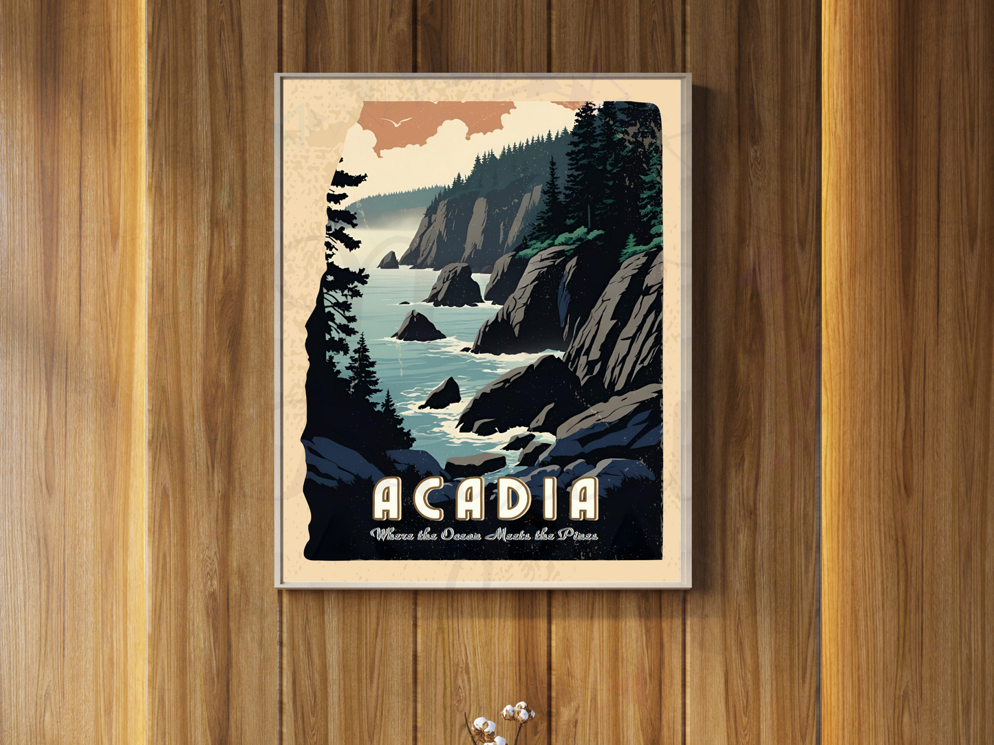 Acadia National Park Poster | Vintage Maine Travel Wall Art Print