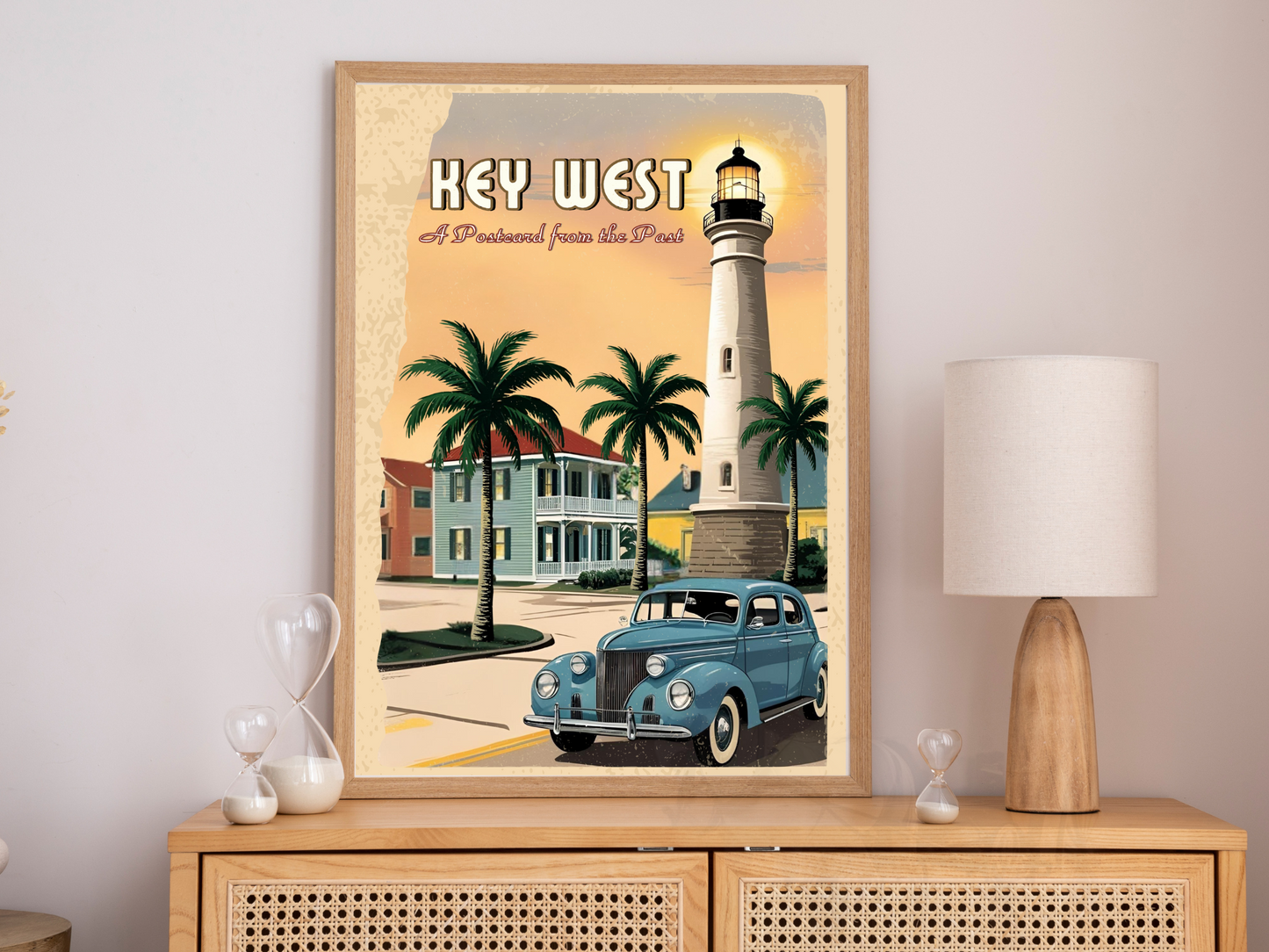 Key West Florida vintage travel poster displayed in a book