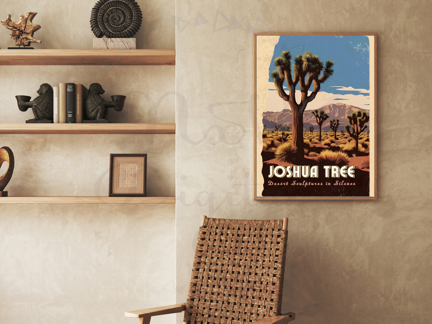 Joshua Tree vintage travel poster in book mockup