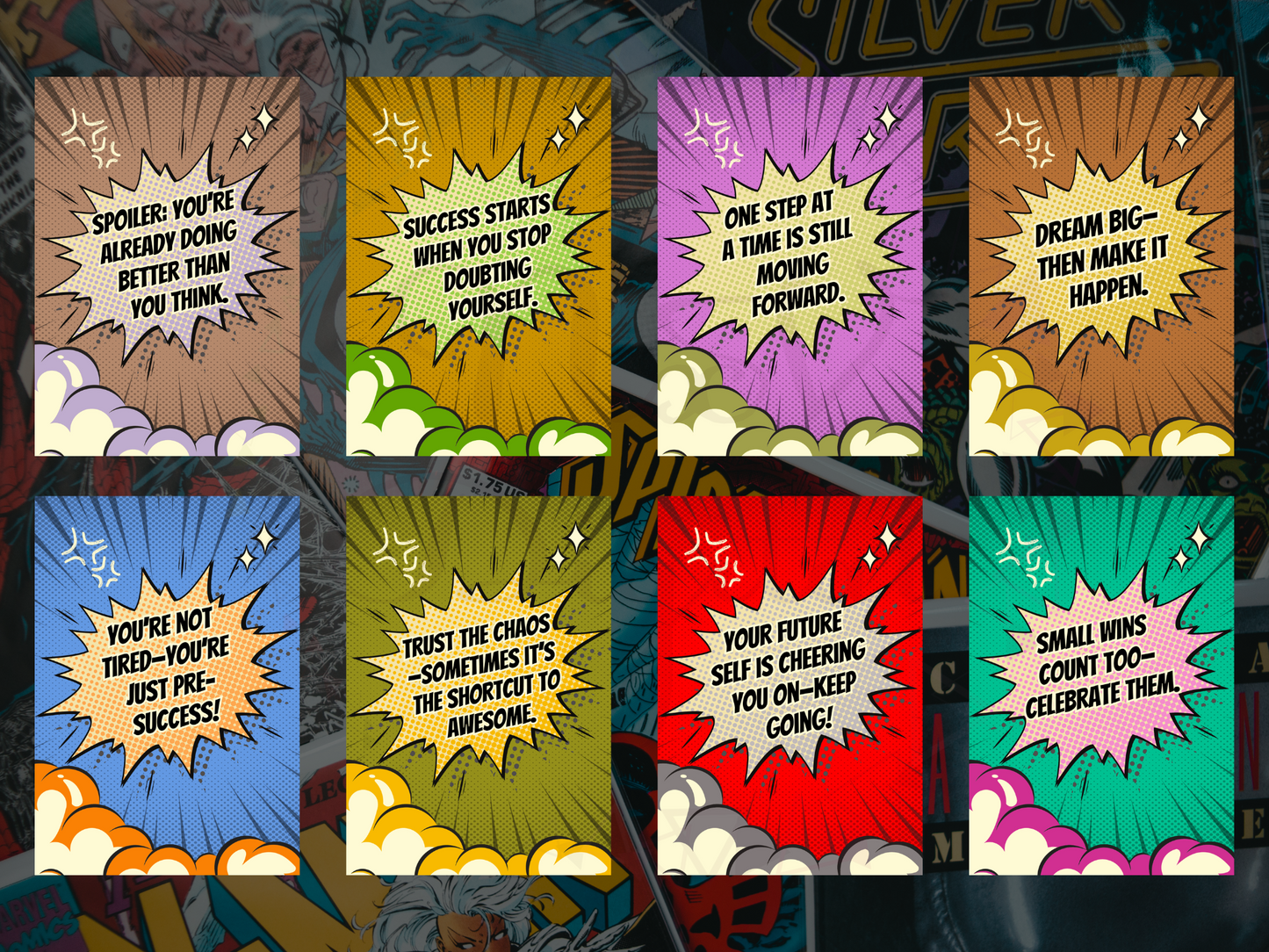 Colorful Comic Affirmation Cards | Fun & Motivating