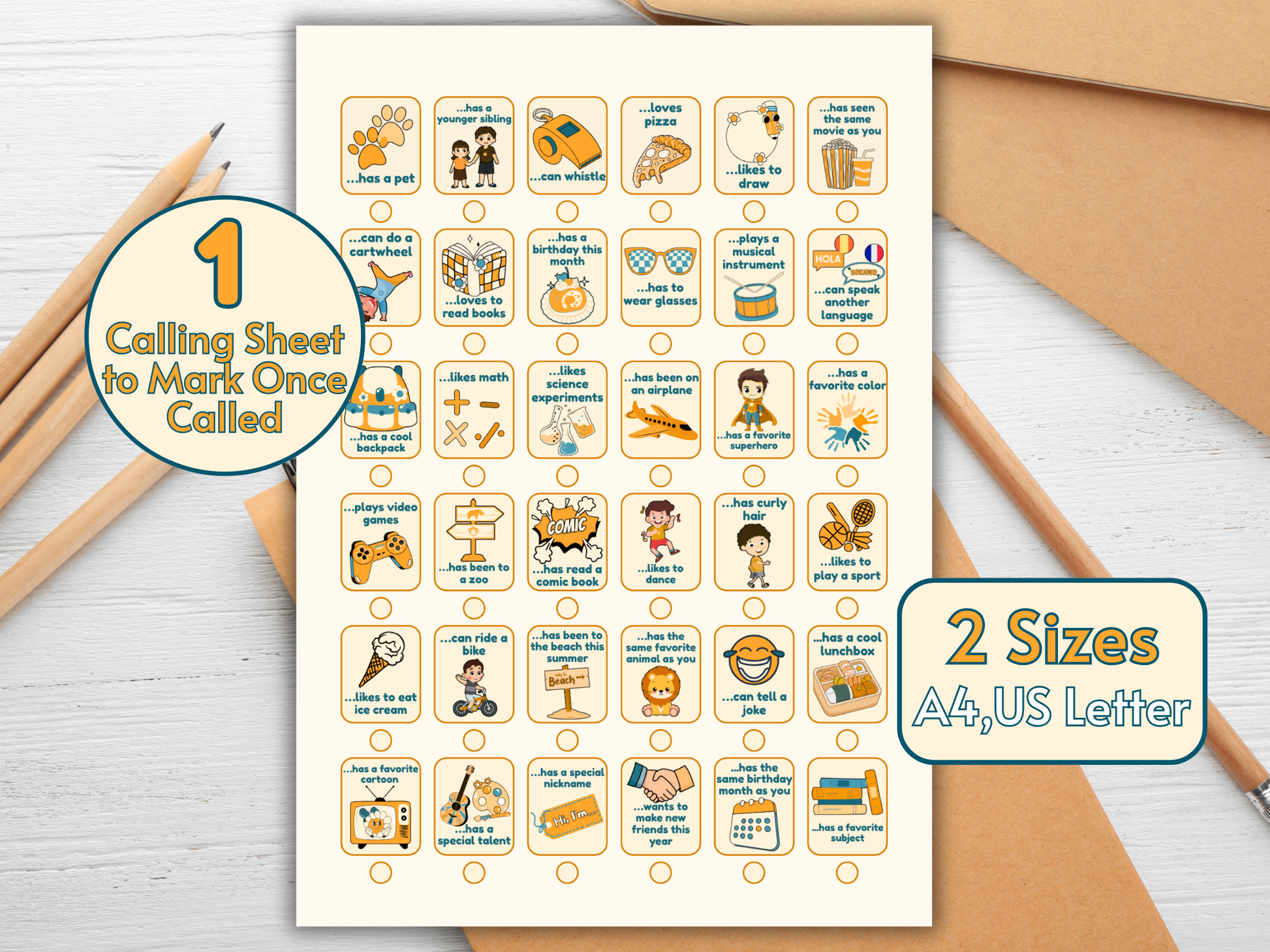 Icebreaker game card held in hand for scale view