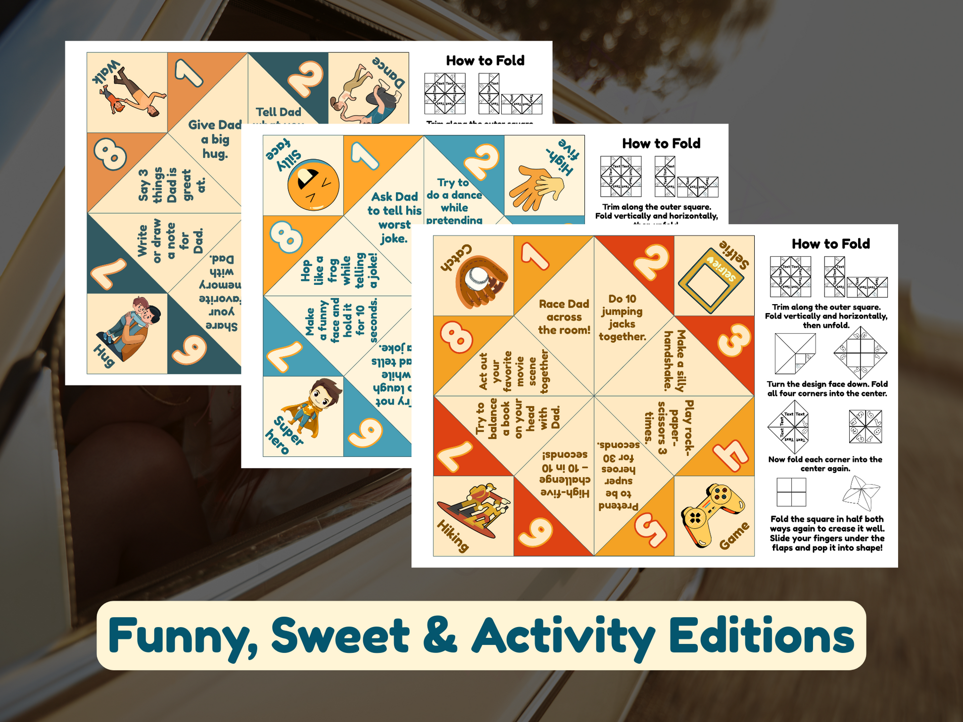 DIY paper craft for Father’s Day on table with markers