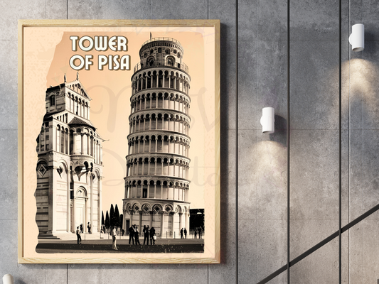 Tower of Pisa Vintage Travel Poster | Italy Printable Wall Art