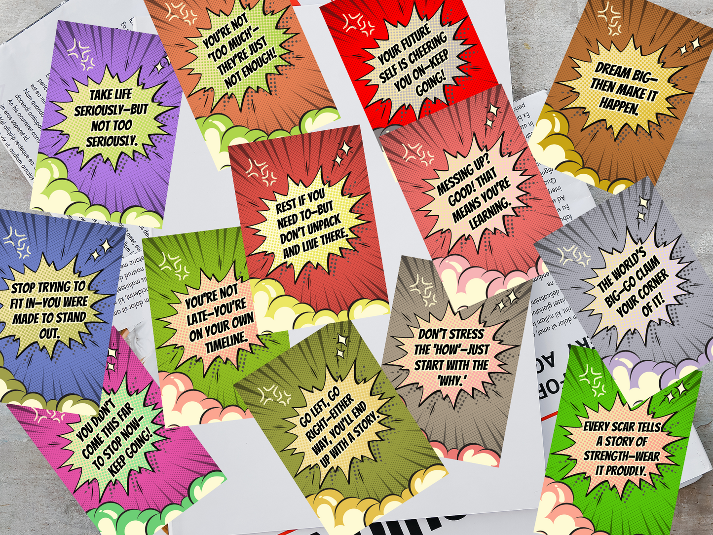 Colorful Comic Affirmation Cards | Fun & Motivating