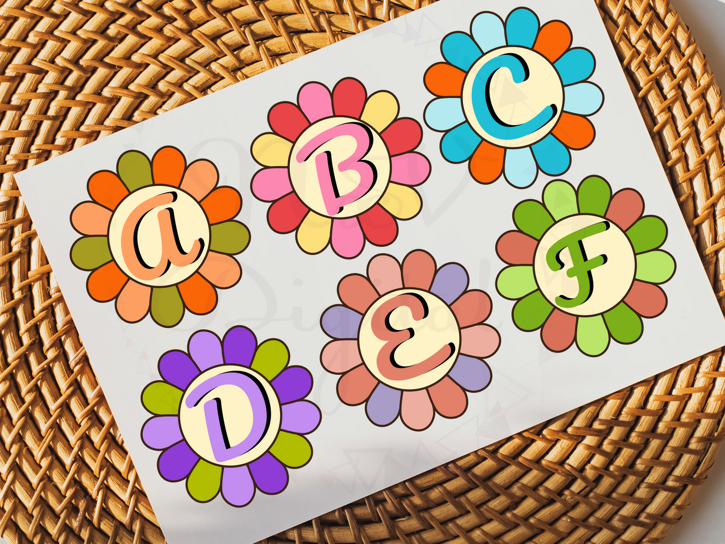 Set of 36 Retro Flower Alphabet