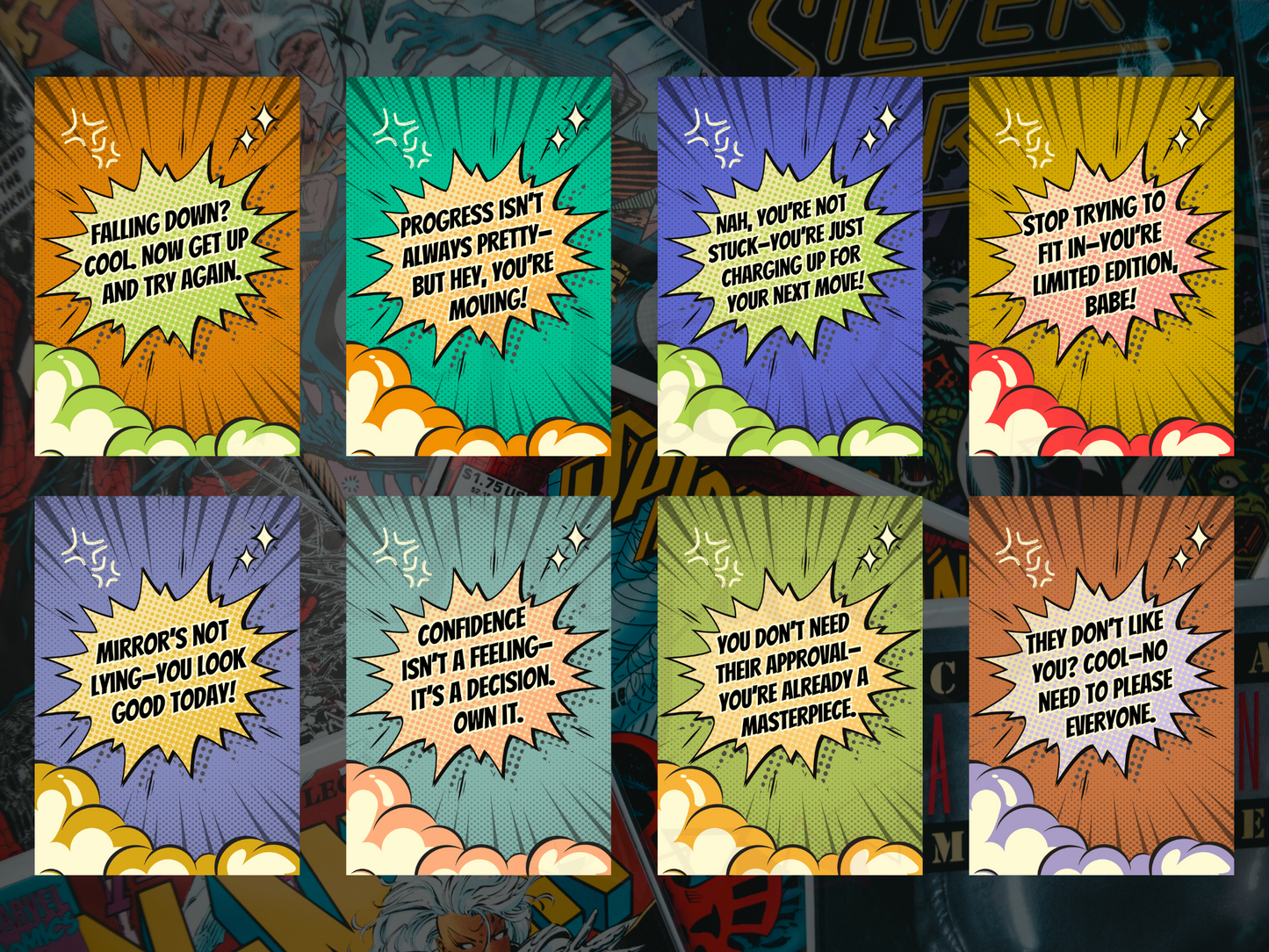 Colorful Comic Affirmation Cards | Fun & Motivating