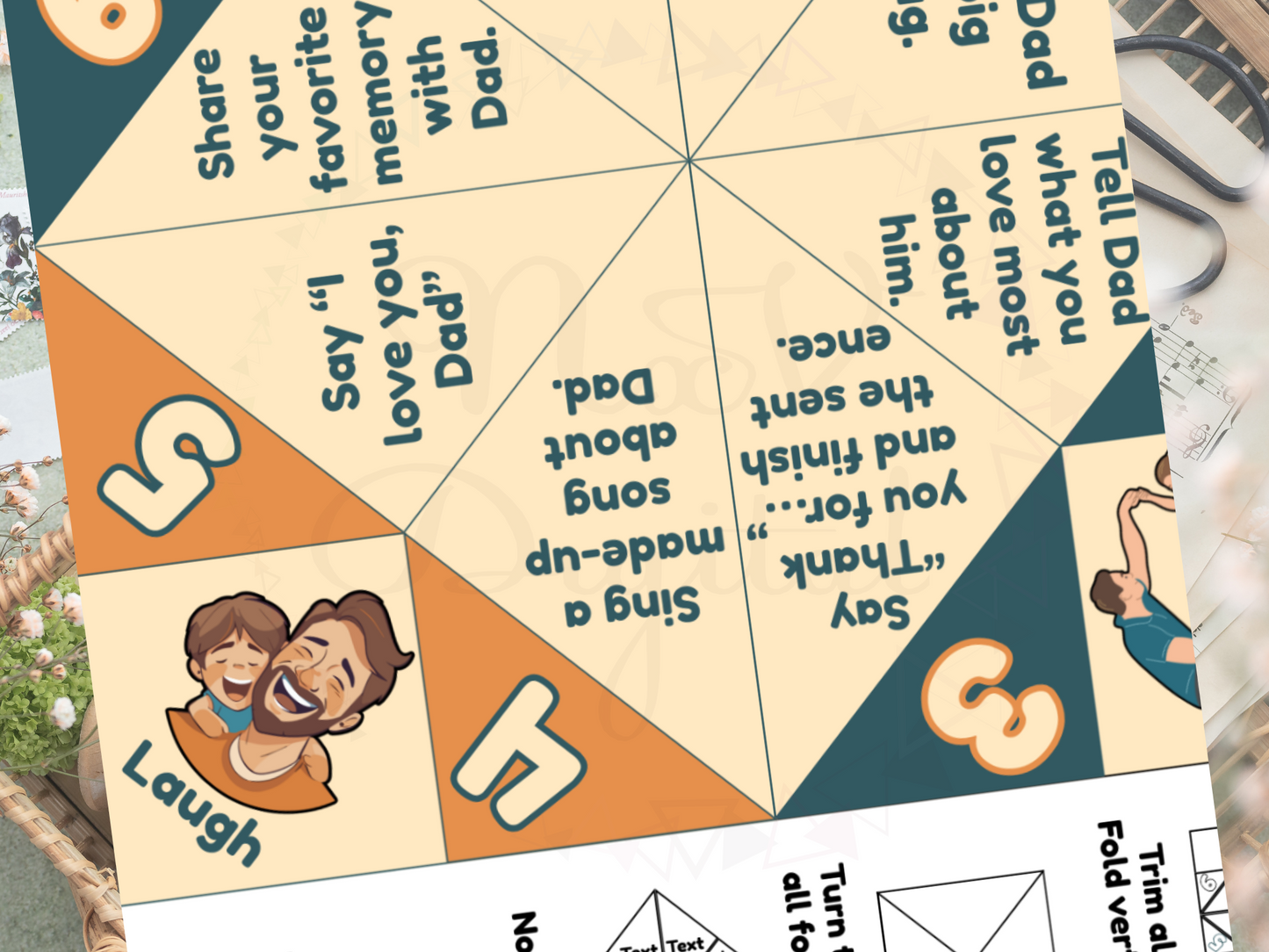 Printable fortune teller for kids with retro doodles