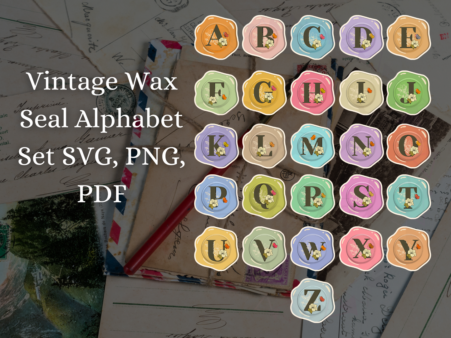 Junk Journal Wax Seal Alphabet Letters