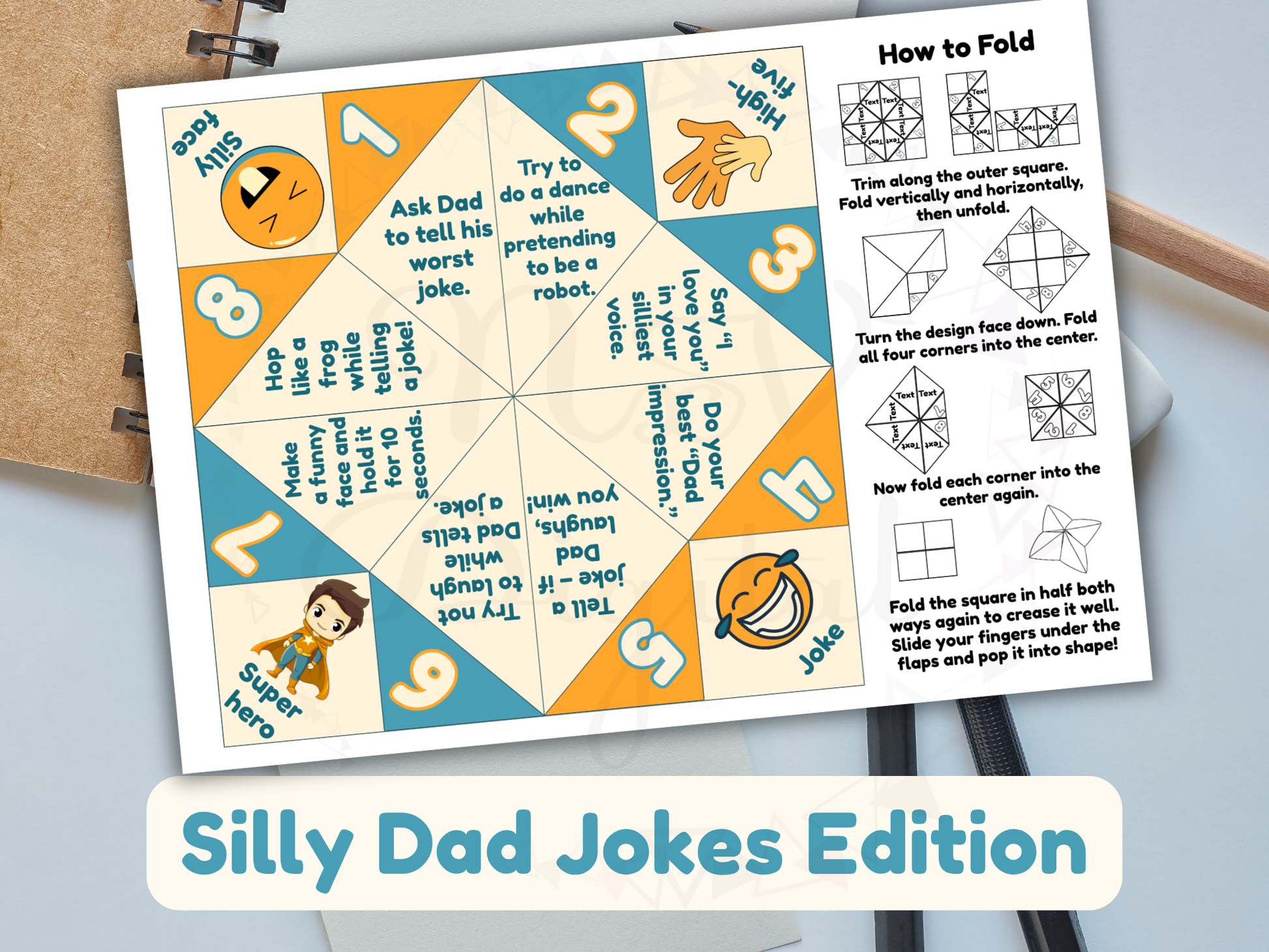 Child folding a cootie catcher for Father’s Day gift