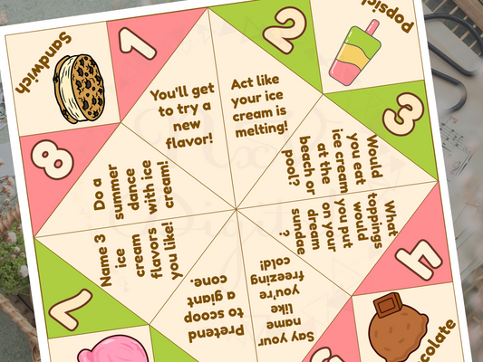 Summer fun activity for kids with colorful ice cream icons