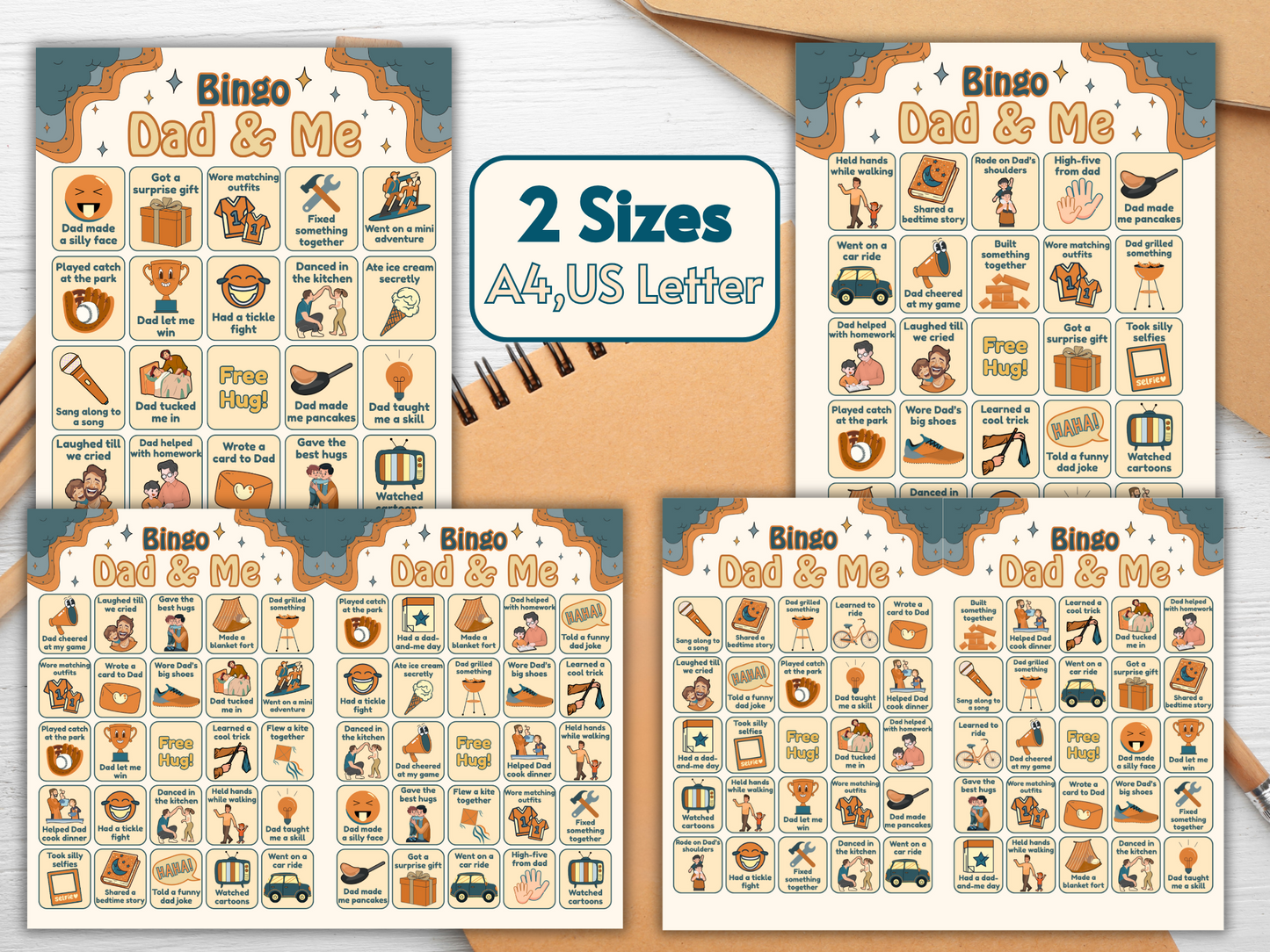 Holding Dad and Me Bingo Game Card - Father's Day Party Game