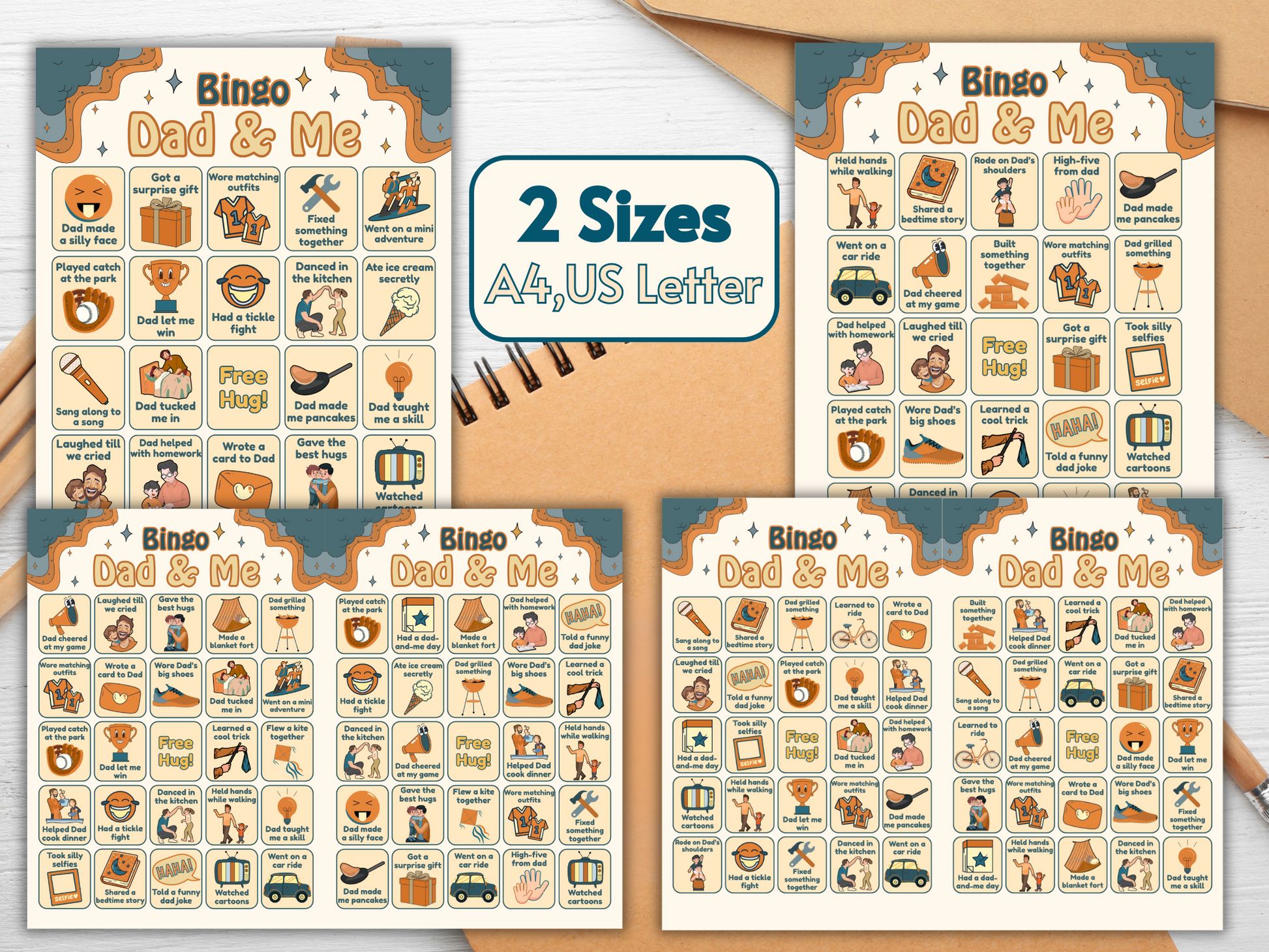 Holding Dad and Me Bingo Game Card - Father's Day Party Game