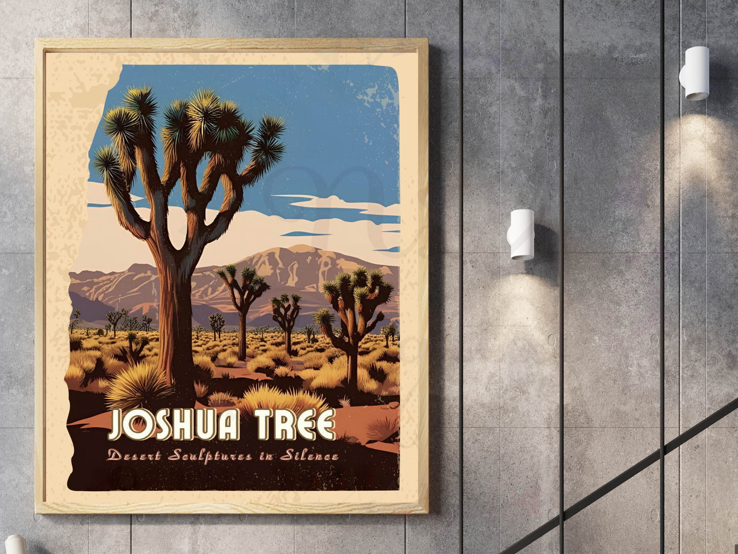 Retro Joshua Tree poster held in hand close-up