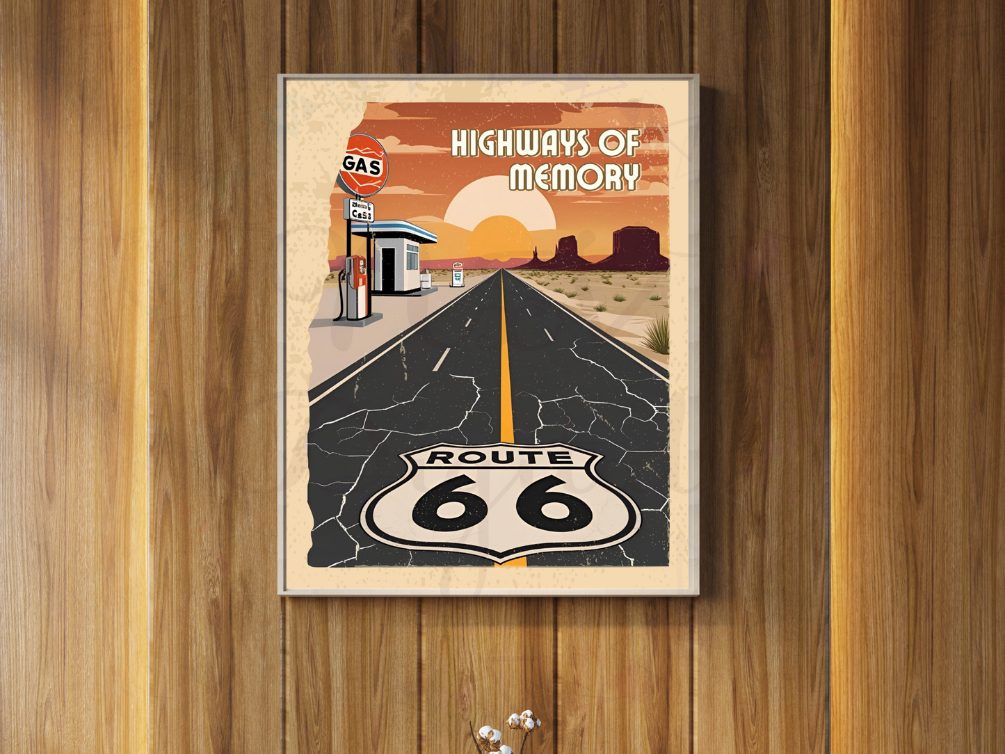 Route 66 Vintage Travel Poster | Retro Highway Printable Wall Art