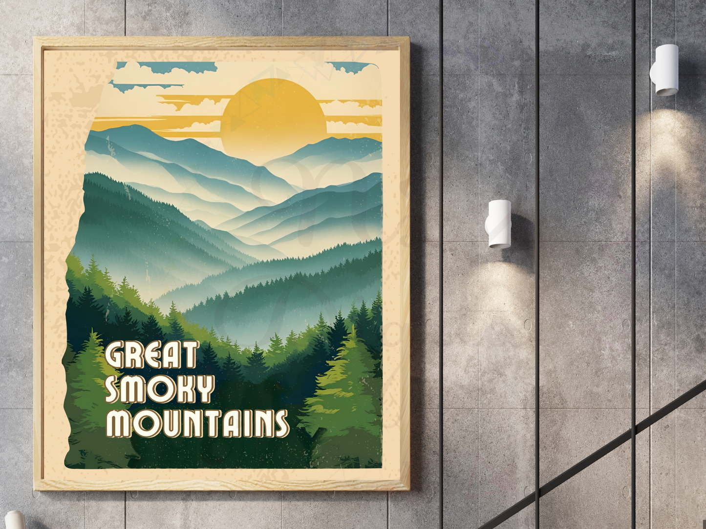 Great Smoky Mountains retro poster for office or living room