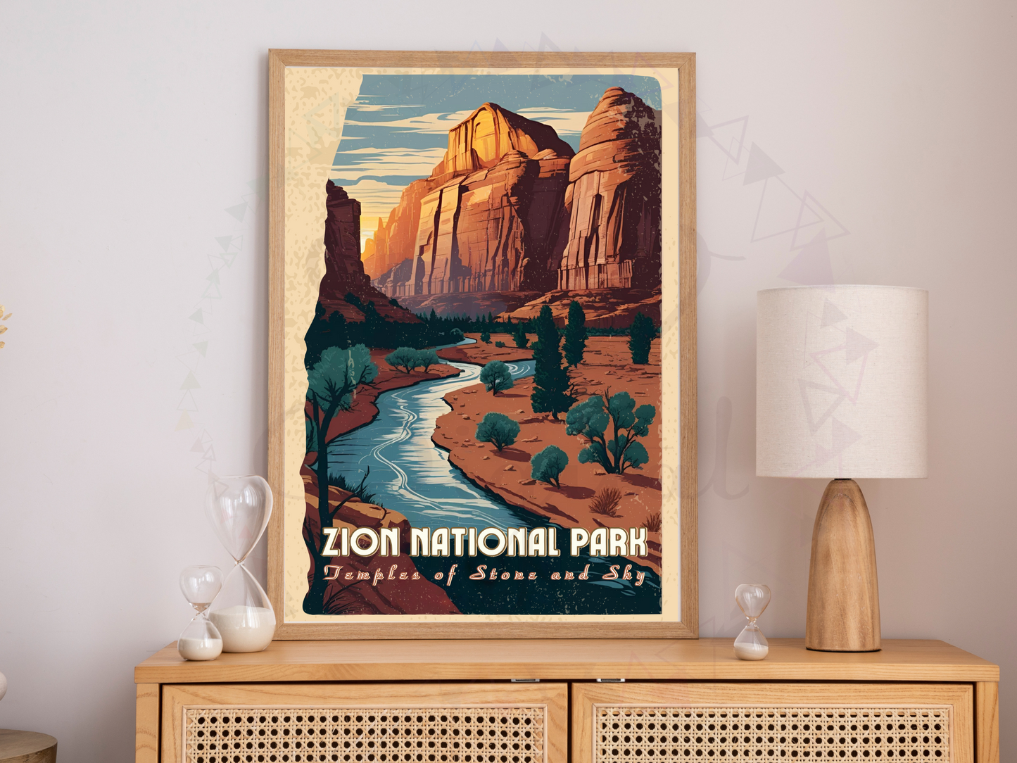 Zion National Park Vintage Poster | Utah Travel Wall Art Print