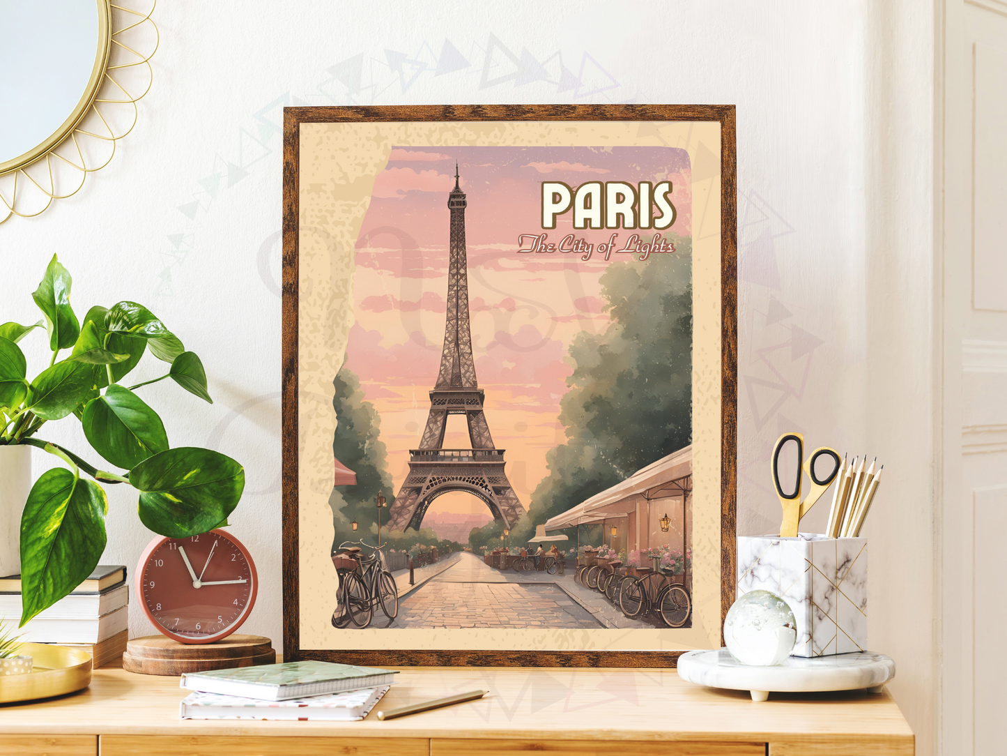 Paris Vintage Travel Poster | The City of Lights | Printable Art