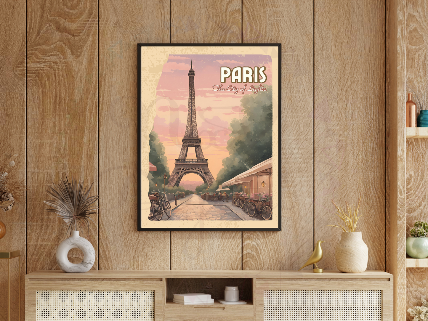 Paris Vintage Travel Poster | The City of Lights | Printable Art