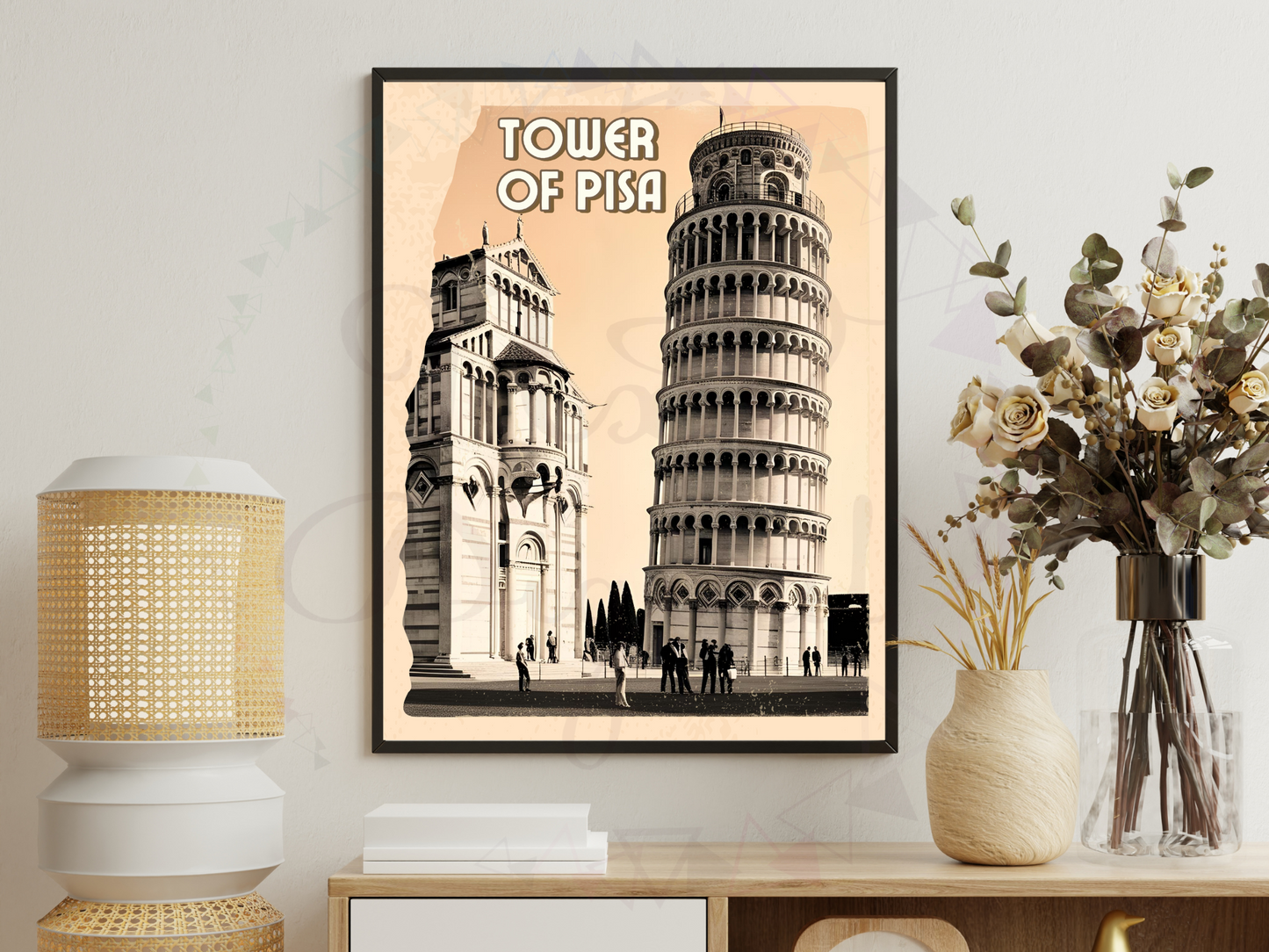 Tower of Pisa Vintage Travel Poster | Italy Printable Wall Art