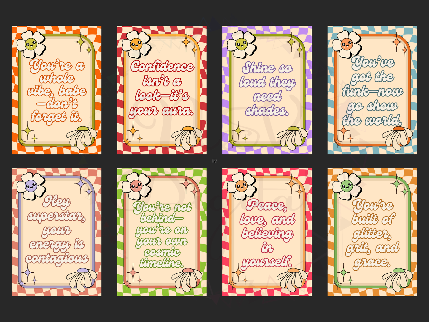 Groovy 70s Affirmation Cards | Funky Self Love Printable Deck