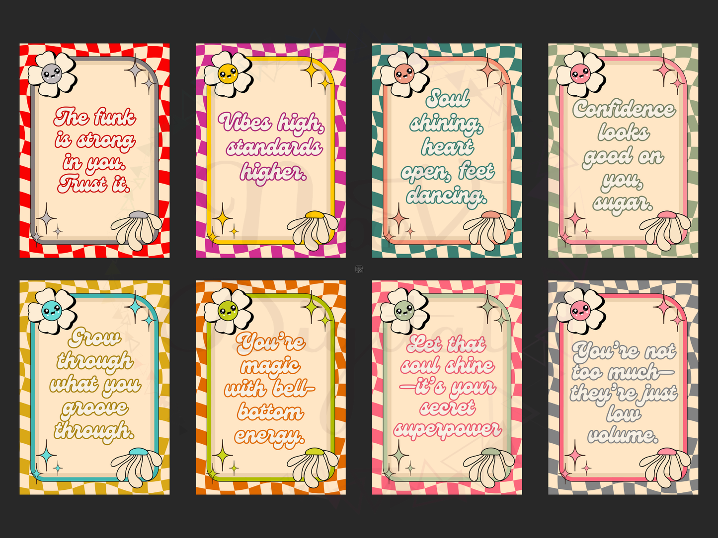 Groovy 70s Affirmation Cards | Funky Self Love Printable Deck