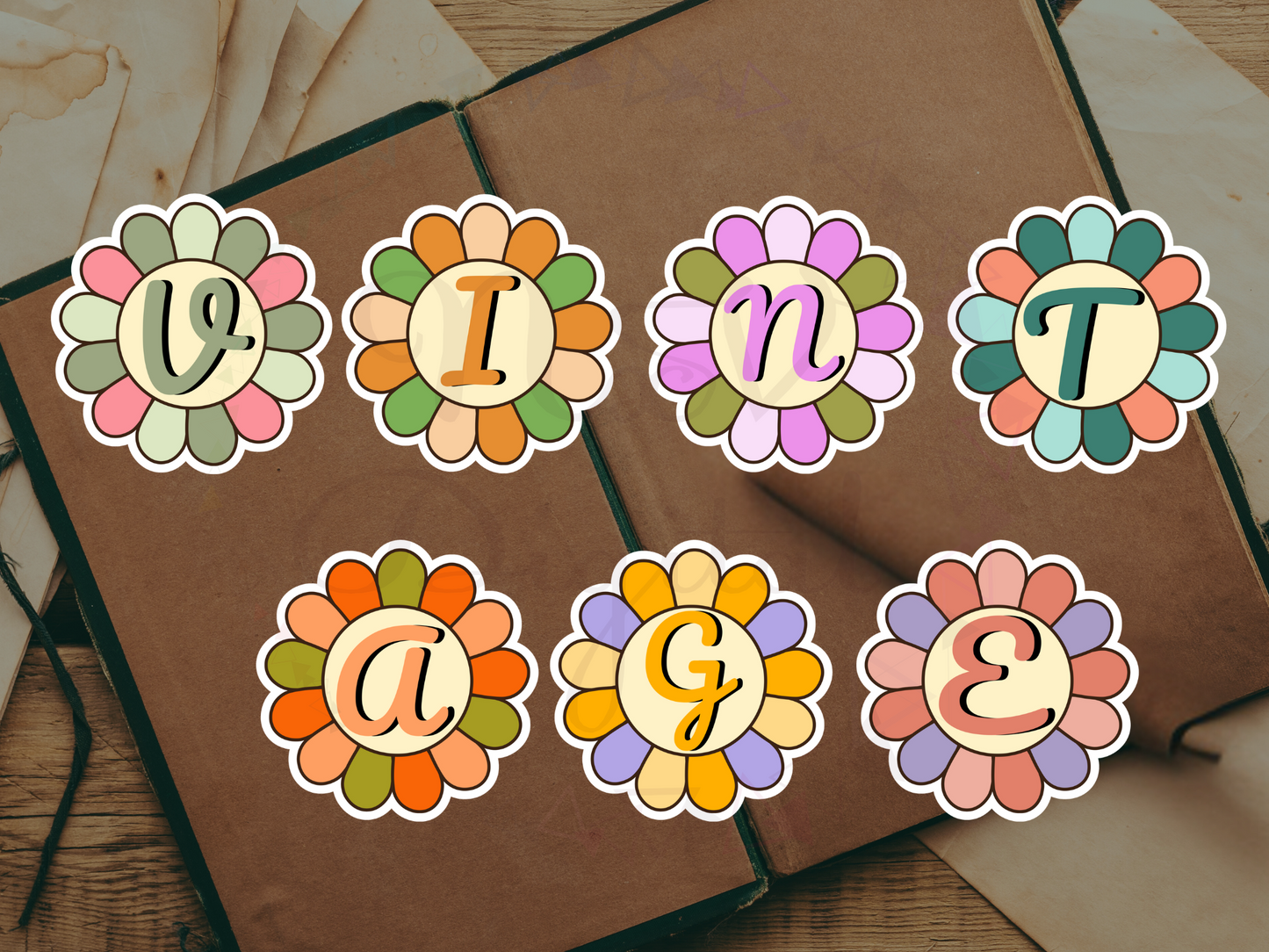 Set of 36 Retro Flower Alphabet