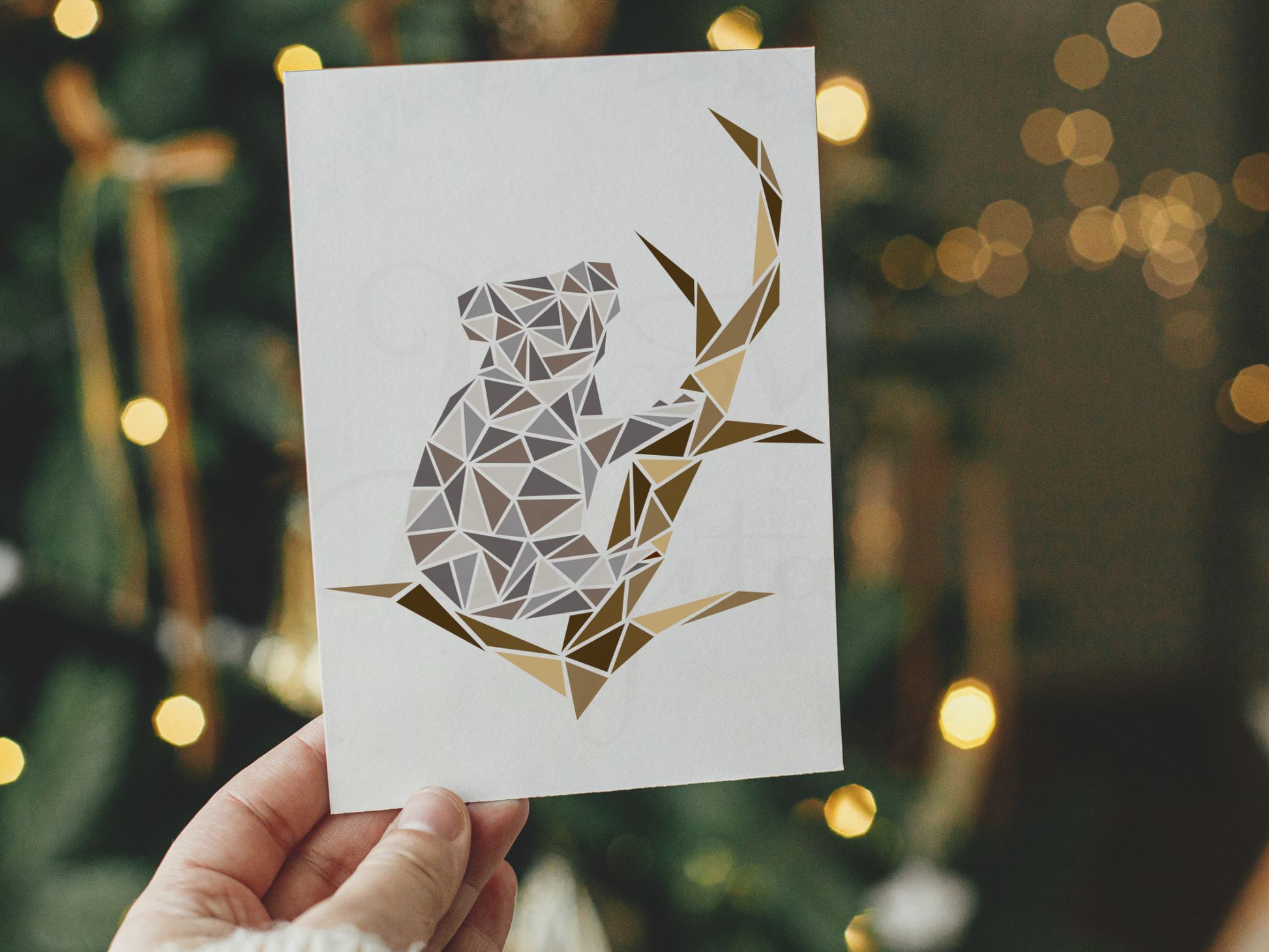 Handcrafted polygon koala image ideal for DIY projects.