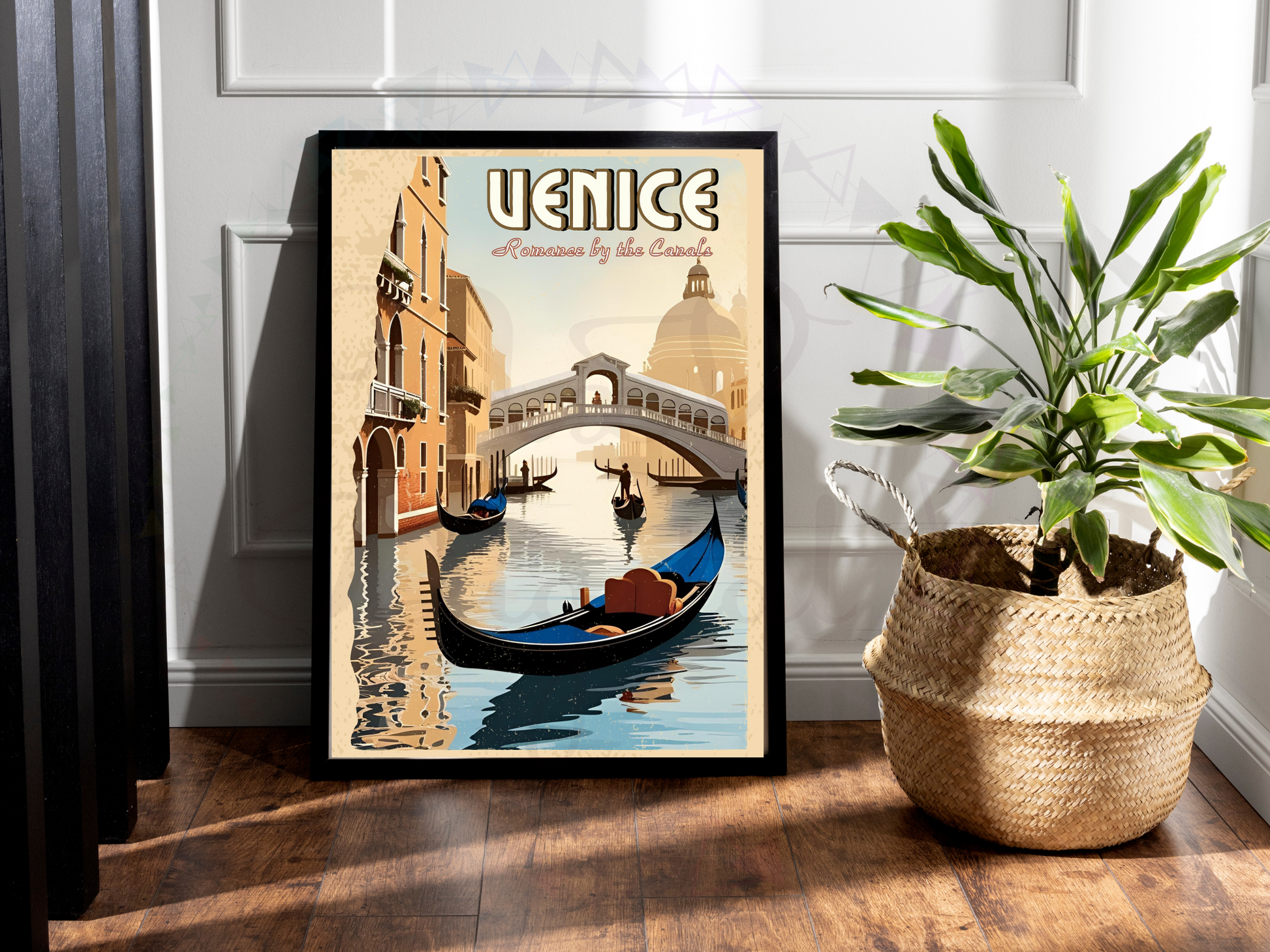 Gondola on Venetian canal illustration
