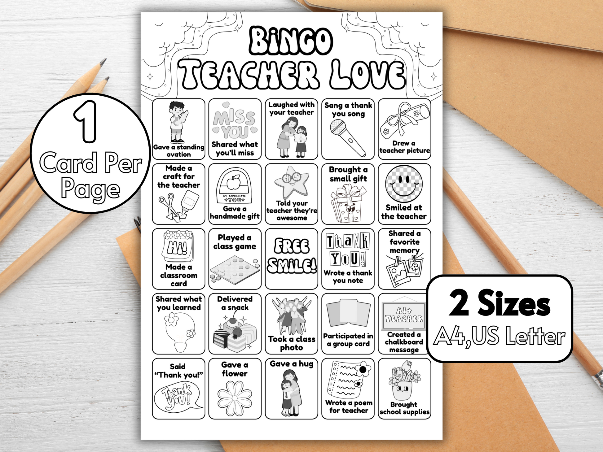 Printable bingo game for classroom parties or end-of-year celebrations
