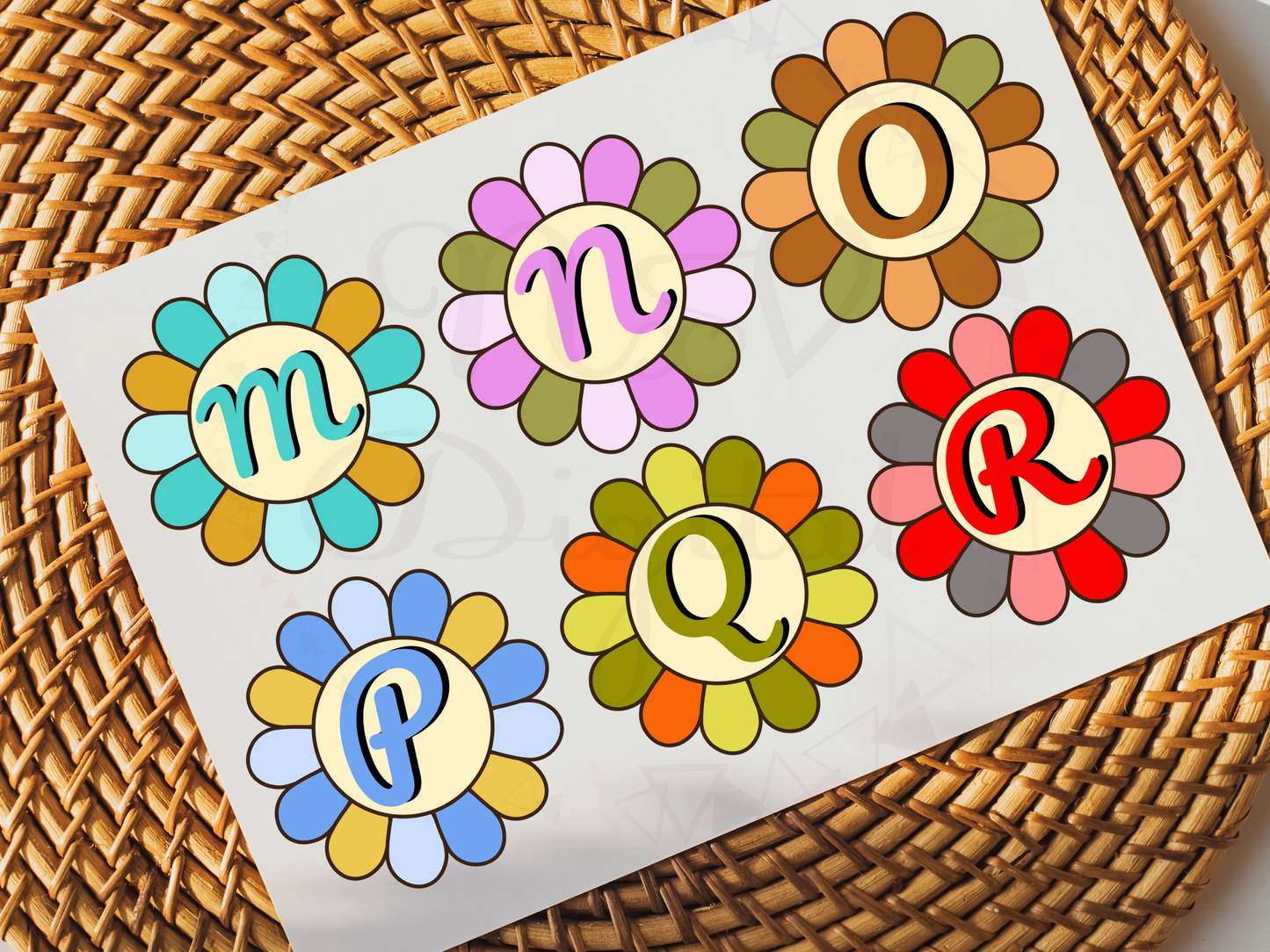 Set of 36 Retro Flower Alphabet