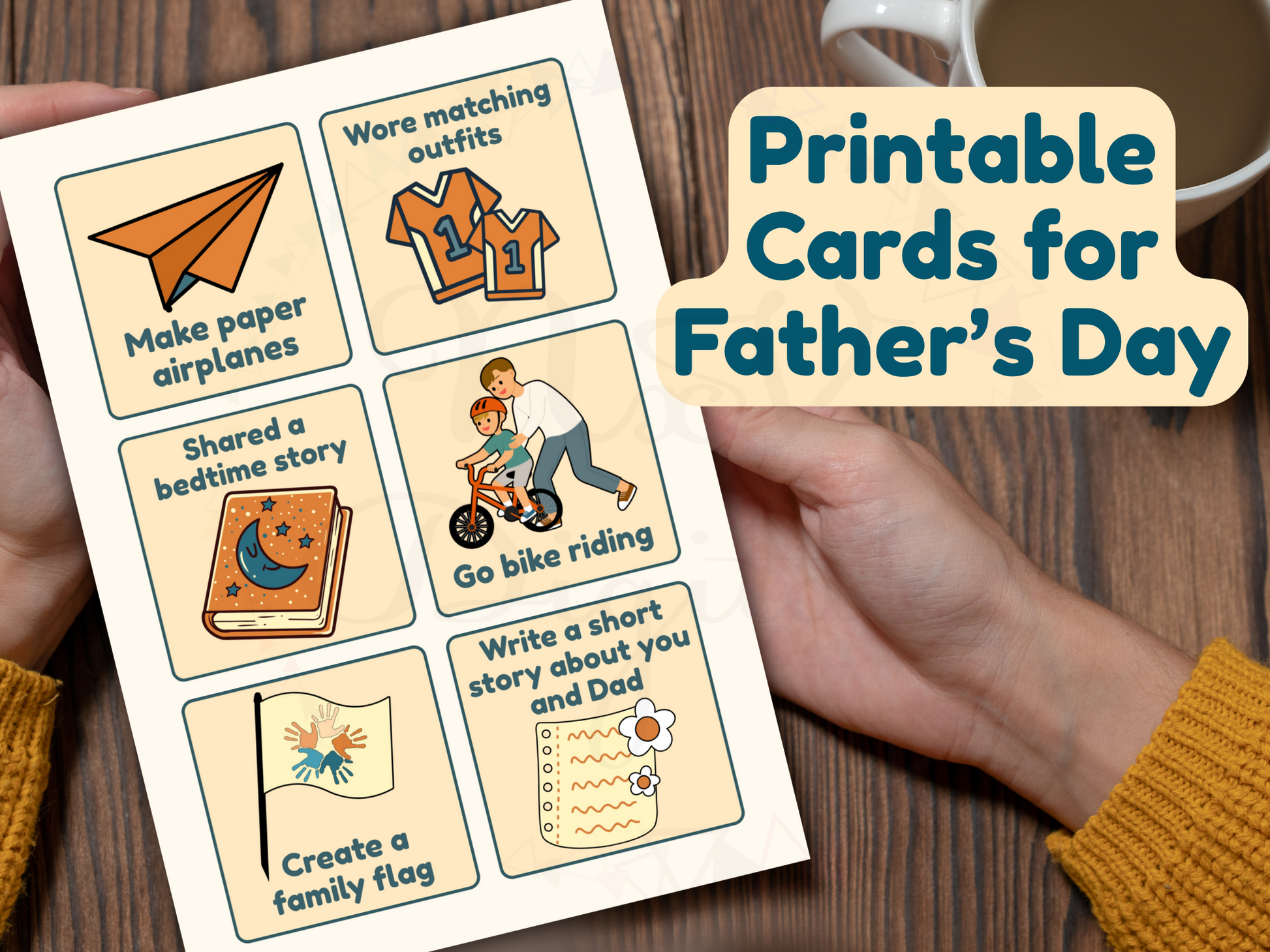 A4 and US Letter activity card printouts for Father's Day