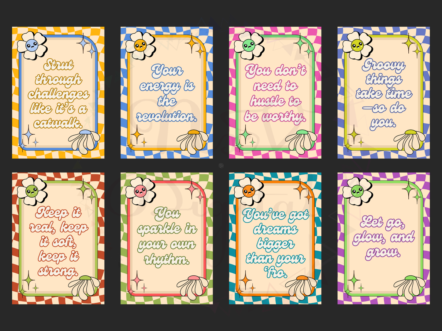 Groovy 70s Affirmation Cards | Funky Self Love Printable Deck