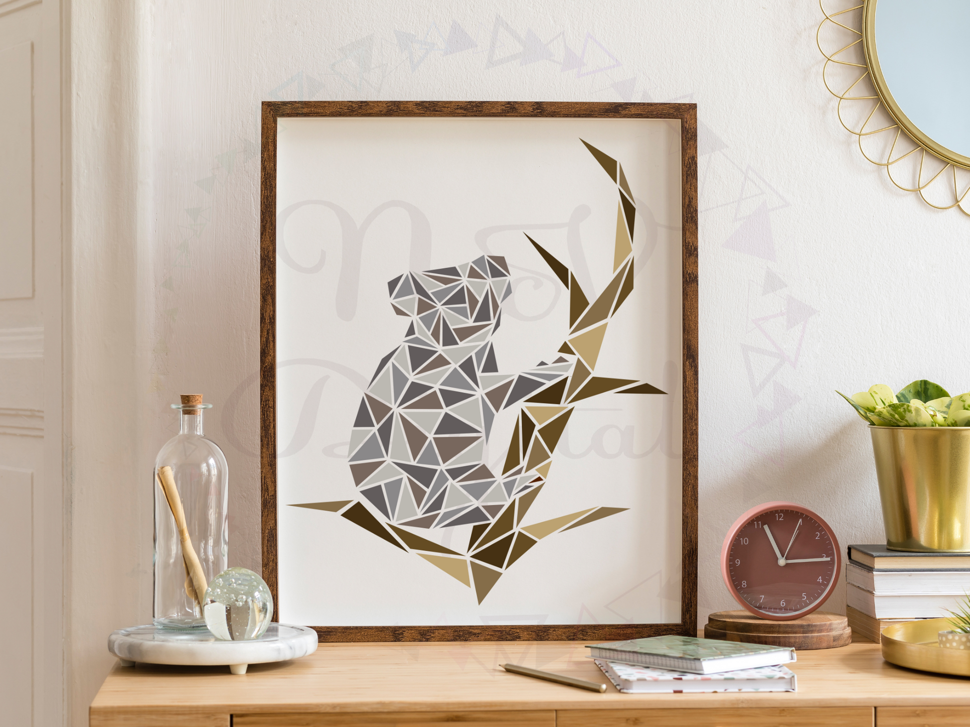 Koala design shown on framed wall art mockup