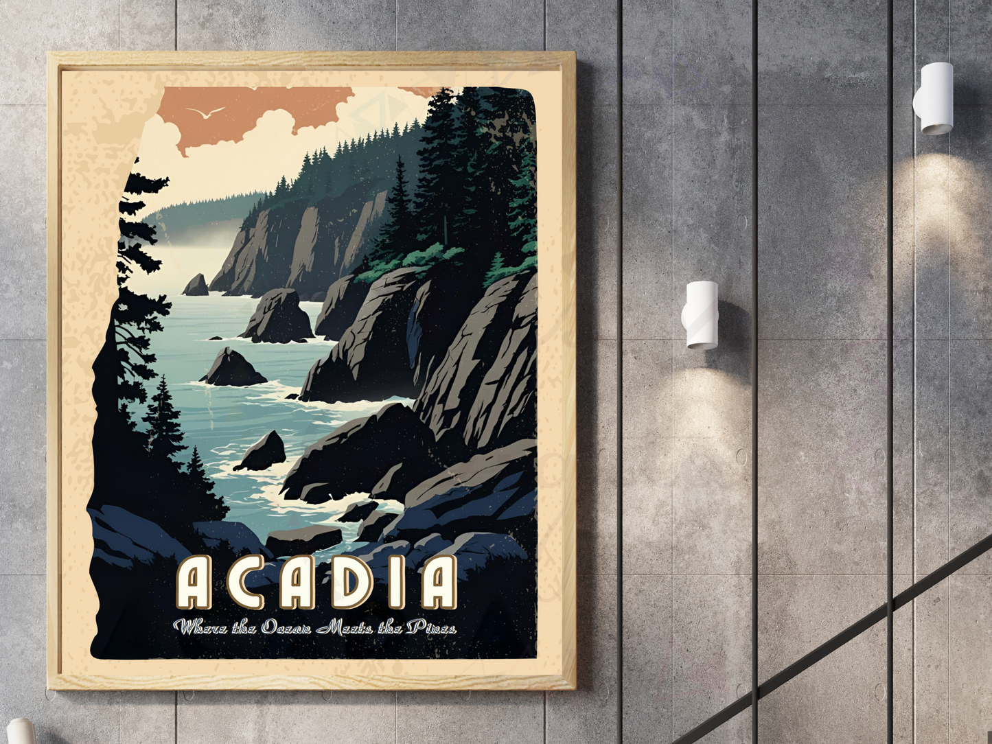 Acadia National Park Poster | Vintage Maine Travel Wall Art Print