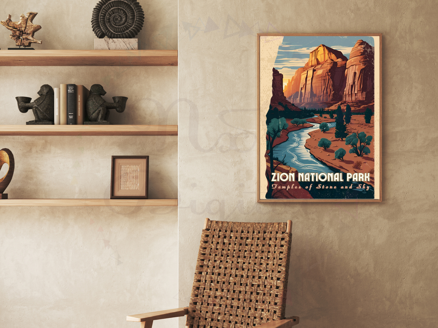 Zion National Park Vintage Poster | Utah Travel Wall Art Print