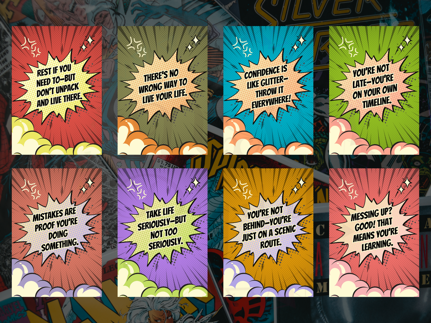 Colorful Comic Affirmation Cards | Fun & Motivating