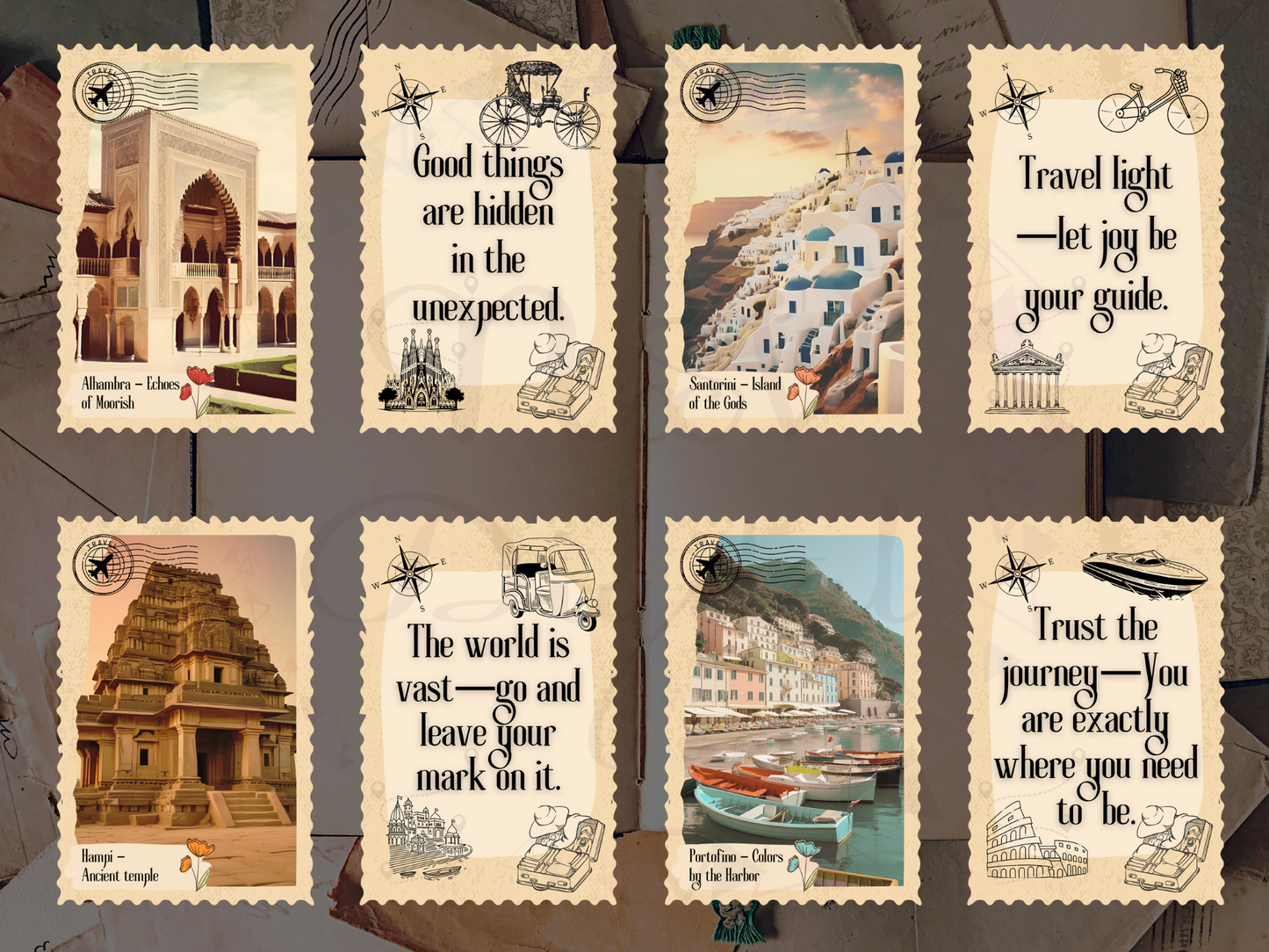 Vintage Travel 50 Affirmation Cards