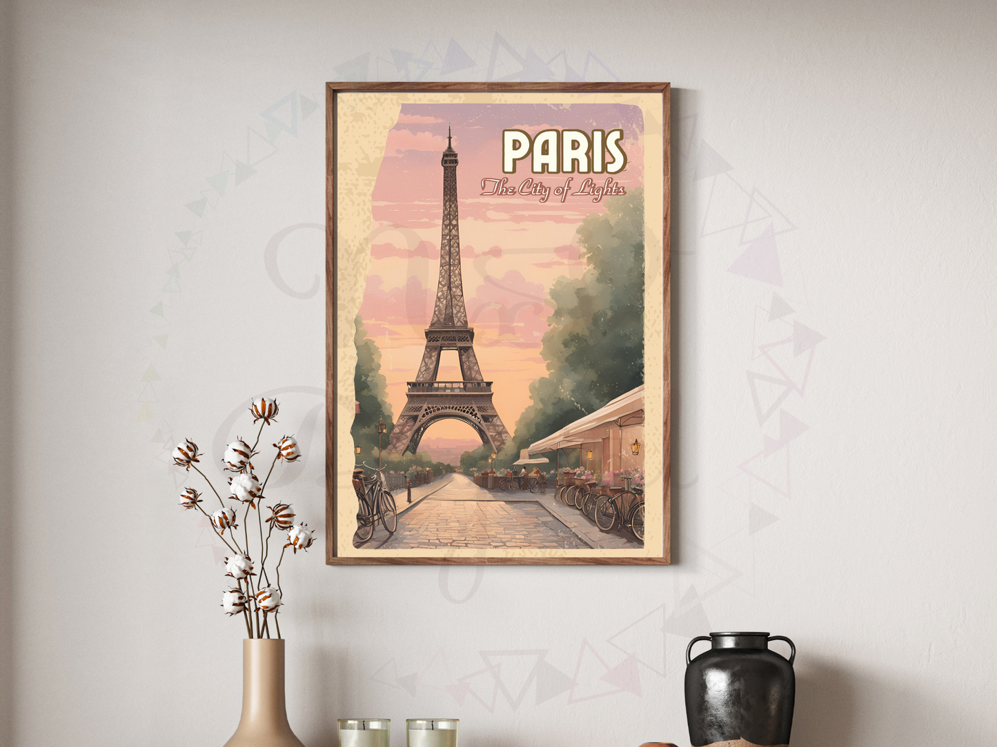 Paris Vintage Travel Poster | The City of Lights | Printable Art