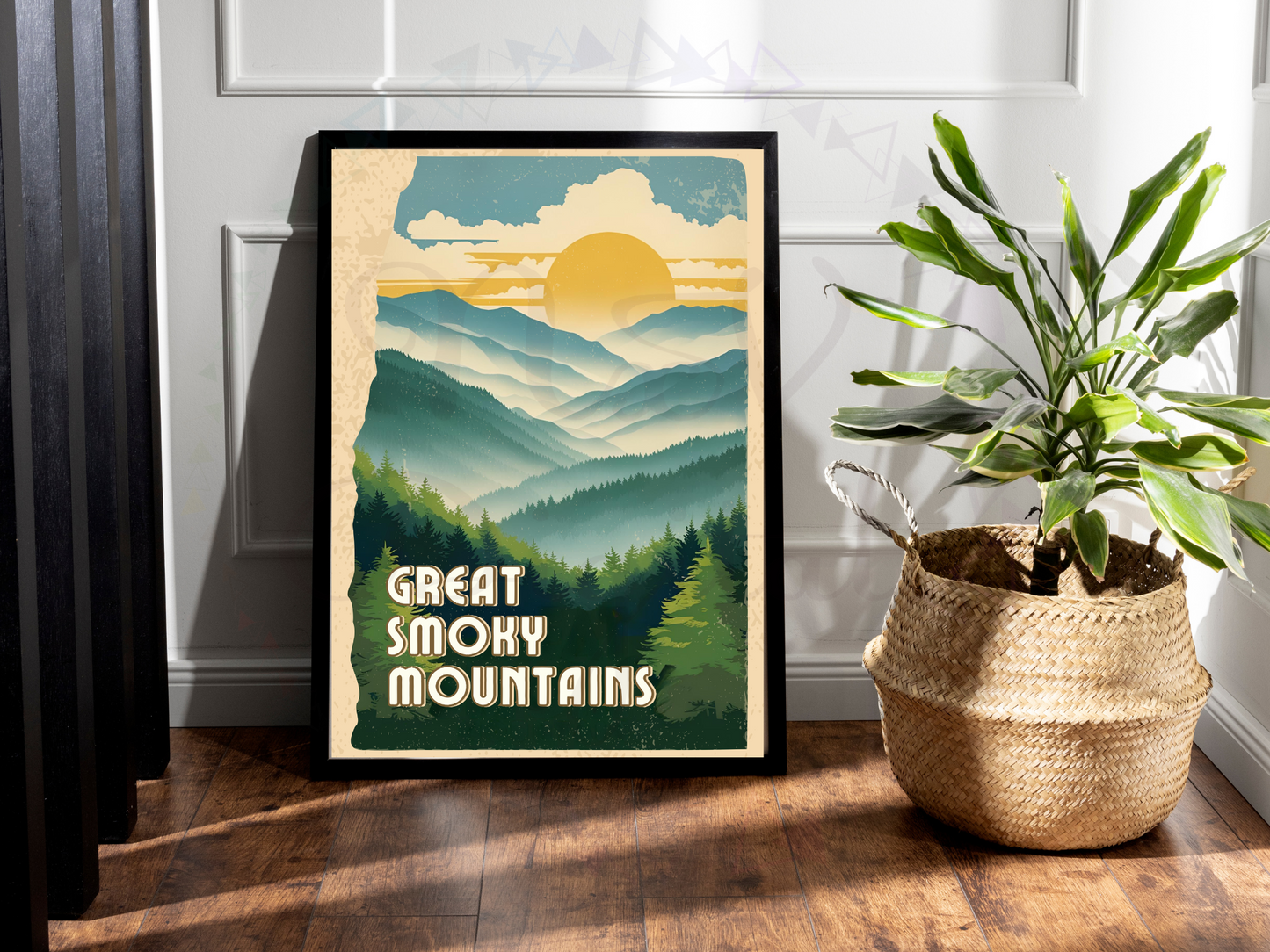 Landscape illustration of Smoky Mountains sunrise