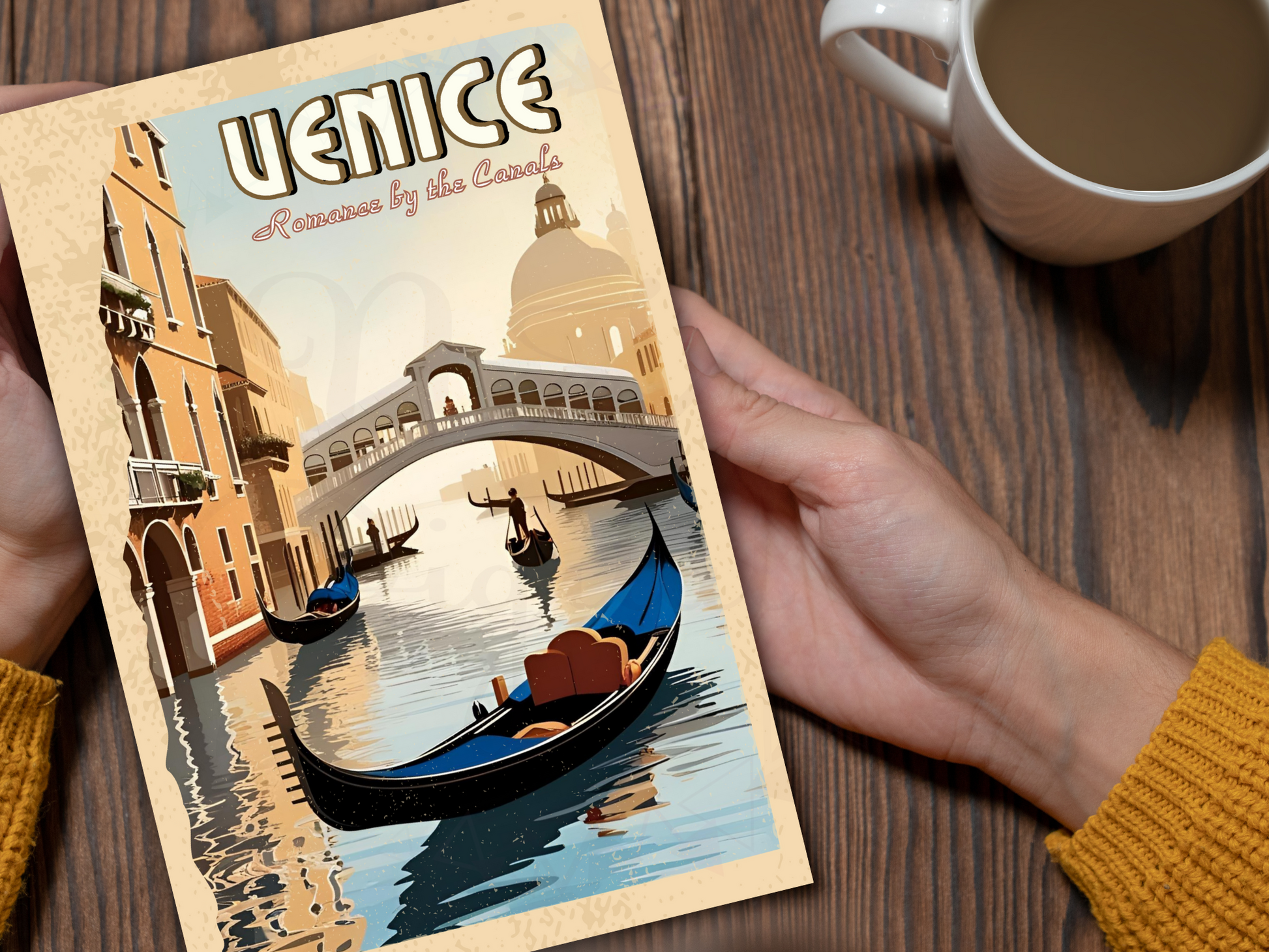 Venice travel print with pastel retro colors