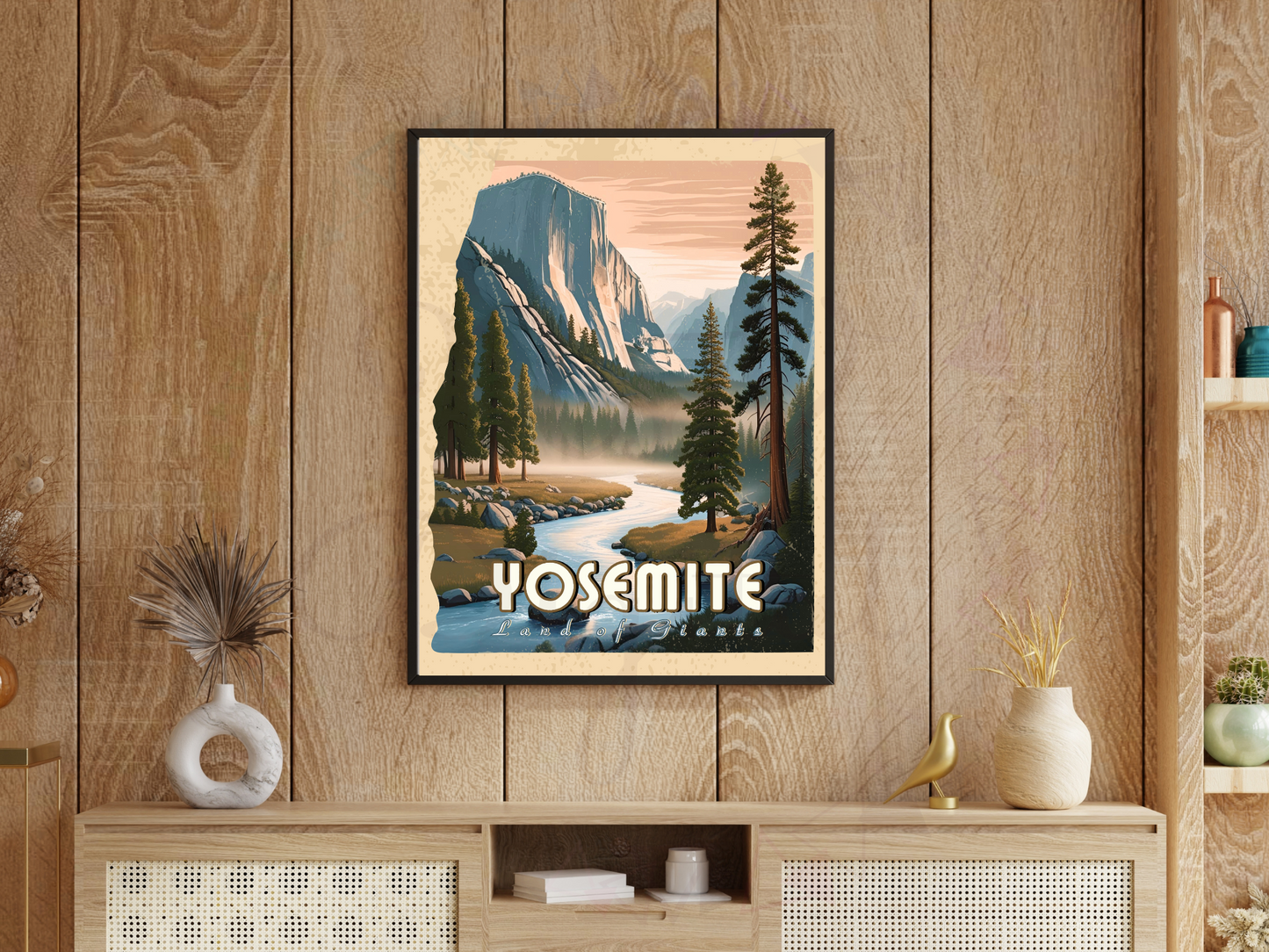 Retro national park wall art featuring forest and nature landscape