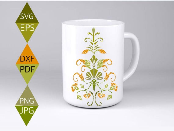 Art Nouveau Christmas Tree Svg on mug